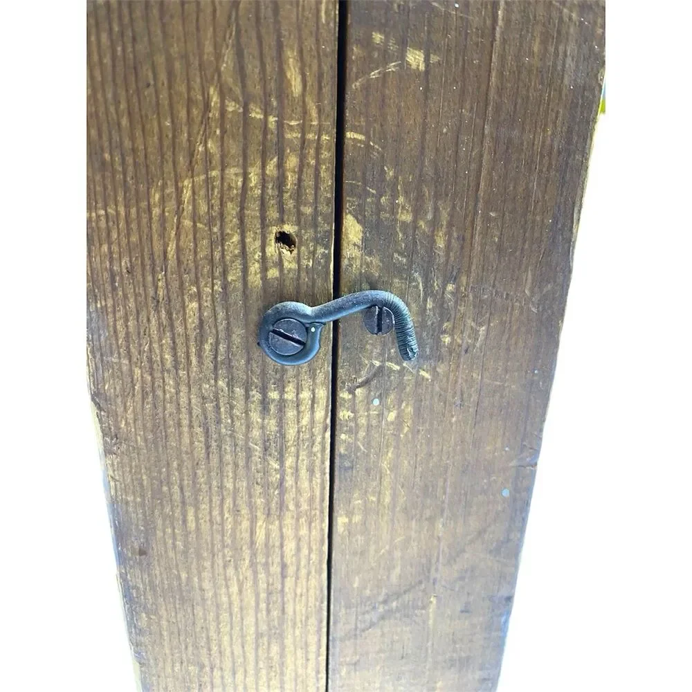 Vintage 1950s Portable Sewing Cabinet Box Folds Wooden‎ + 26 Threads w/Handle